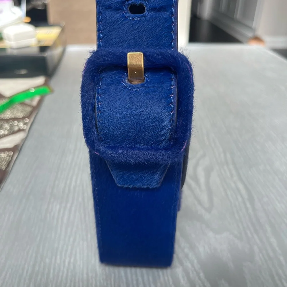 Tory Burch BLUE Mini Pony Hair Shoulder Bag